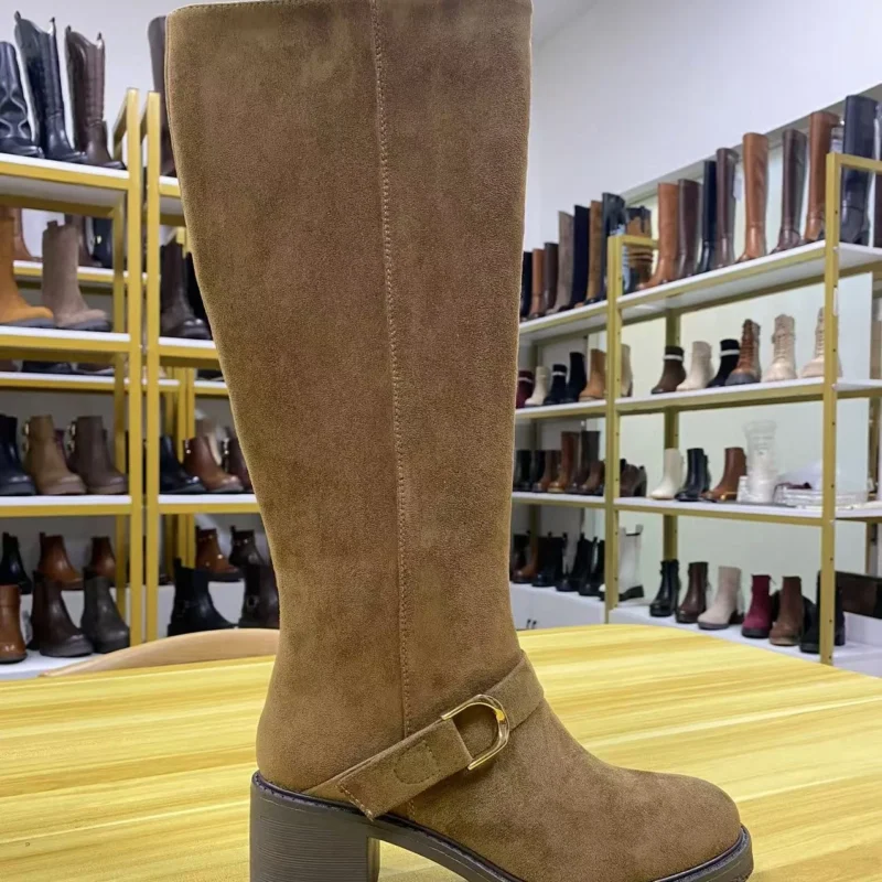 Classic Versatile Chunky Heels Knee-High Boots for Women New Arrival Non-Slip Warm Boot Waterproof Breathable for Winter Autumn