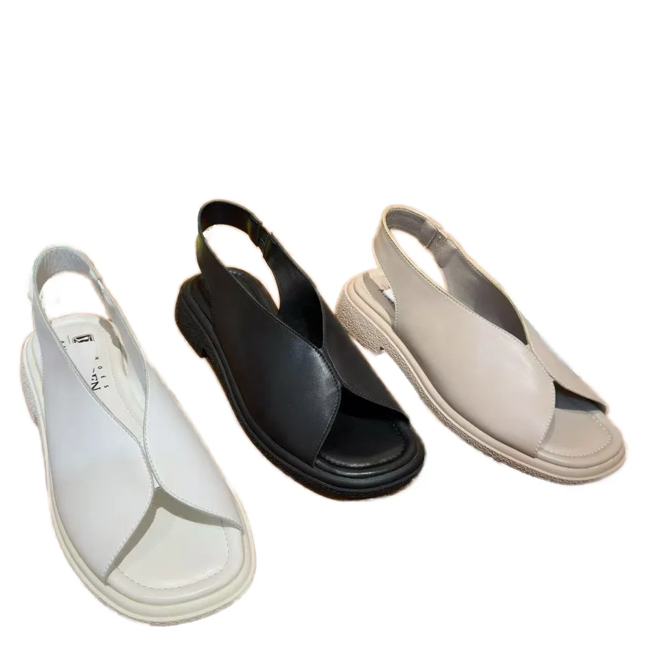 Factory Direct Women's Summer Sandals Simple Solid Color Open Toe Slip-On Beach Holiday Heels Customizable