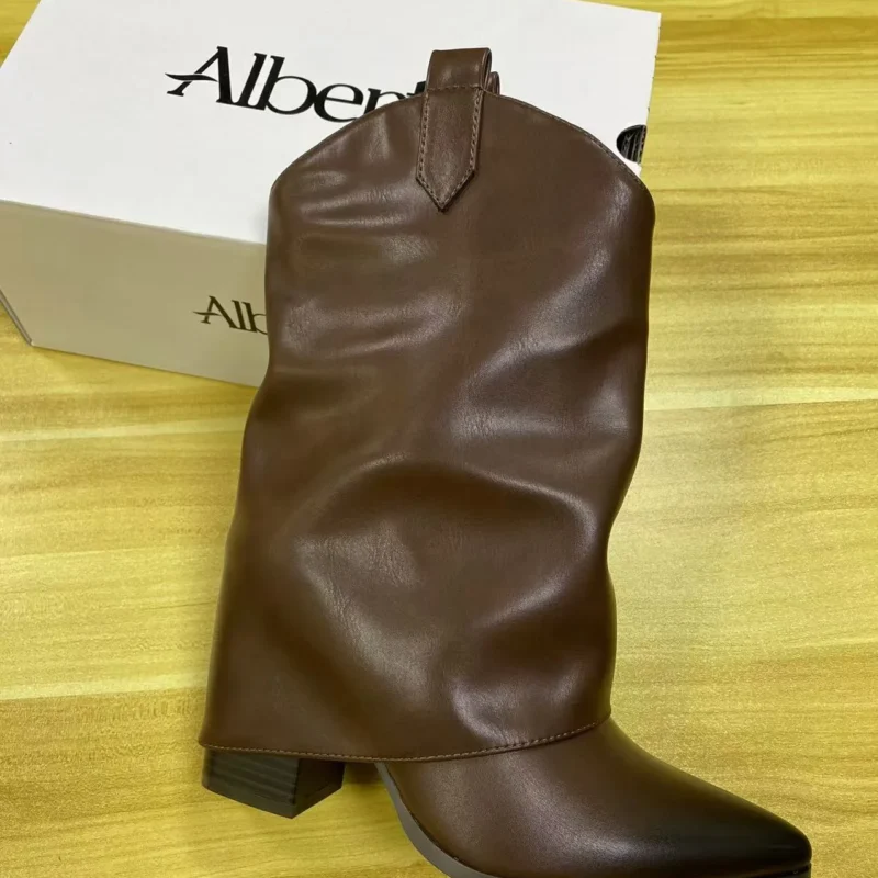 Wholesale New Style Pointed Toe Thick Heeled Ankle Boots Women's Waterproof Pant Boots