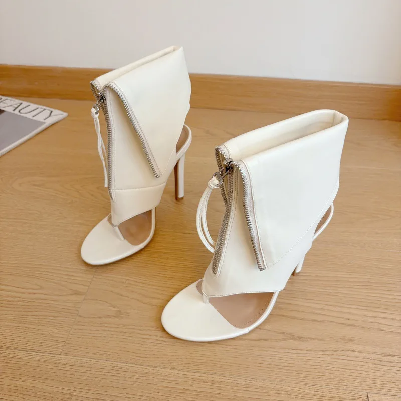 Women's Latest Open-Toe Booties for Summer and Fall Stiletto Clip-On Sandals Breathable Fashionable Trend Outdoor-Appropriate