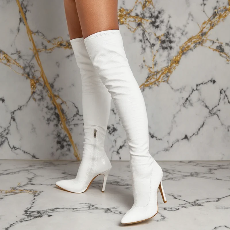 Women's Summer Stiletto High Heel Boots Pointed Toe New European American Style Fashion Boots Side Zipper Pedicure High Heels