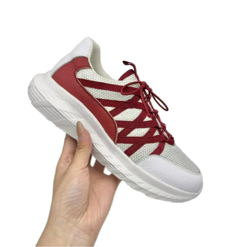 Women's Customizable Casual Sneakers for Spring Summer Autumn Walking Cowhide Cross-Strap Design Lace-Up Stylish Comfortable