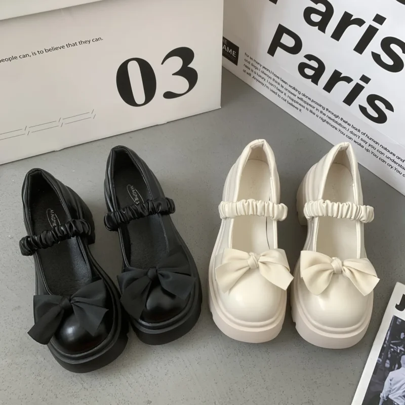 Wholesale New Style Women's Small Leather Flat Shoes Thick-Soled Mary Jane Toe Closed Slip-On Closure for Spring Autumn Summer