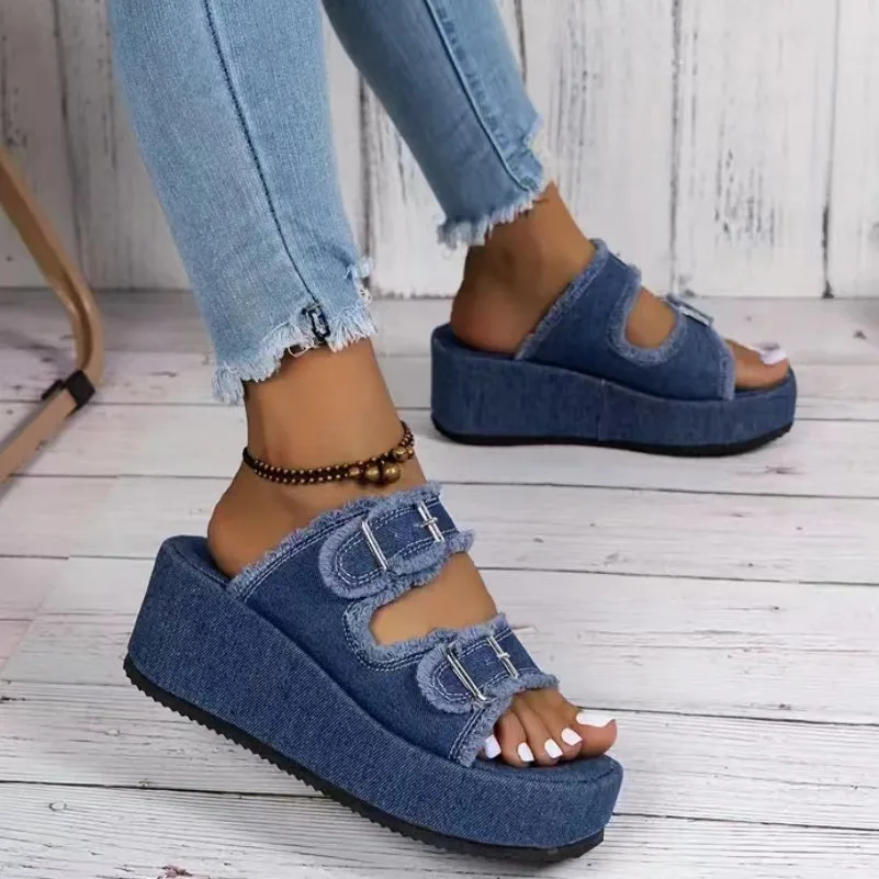 Women's Lightweight Casual Wedge Sandal Slippers Open Toe Beach Shoes with Thick Sole for Summer Autumn Outdoors in Large Size - Image 5