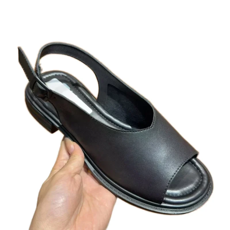 Customizable Women's Summer Open-Toe Fish-Mouth Sandals Solid Color Simple Outdoor Style Fashion Trend Feature