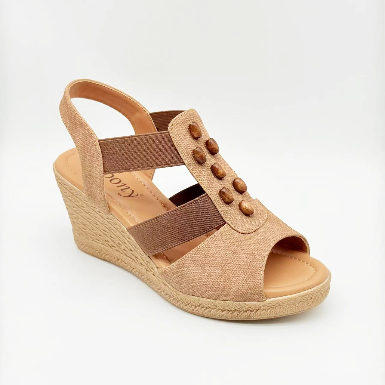 Elegant Customizable Women's Summer Peep-Toe Wedge Sandals Breathable Slip-On Height-Boosting Casual Vacation Shoes - 图片 6