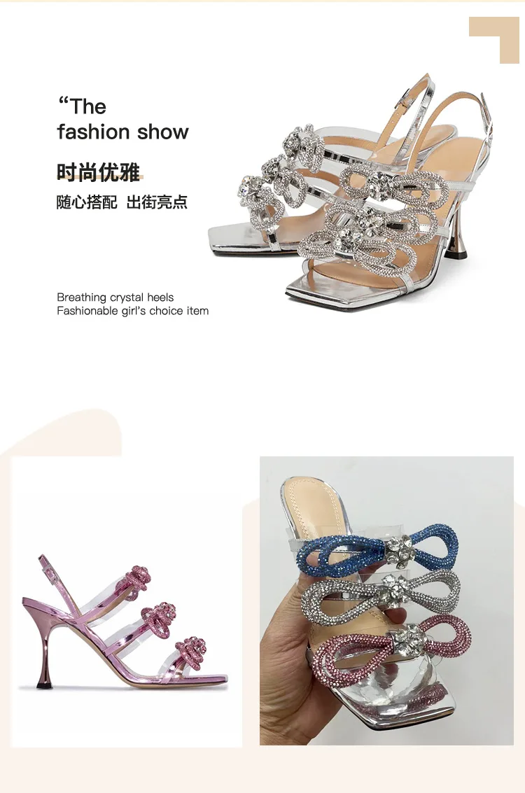 Women's High Heels Plus Size Shoes New Sexy Pointed Toe Rhinestone Stiletto Heels for Summer - Image 6