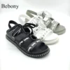 2025 Customizable Open Toe Beach Roman Ladies Flat Sandals High Quality Summer Cowhide Strap Design Lace-Up Closure Breathable