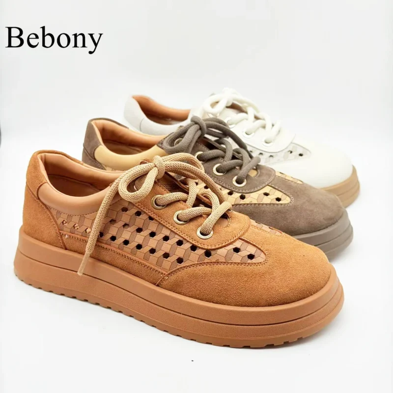 Women's Customizable Spring Summer Casual Walking Shoes Breathable Non-Slip Comfortable Durable Lace-Up Design Fashionable Trend