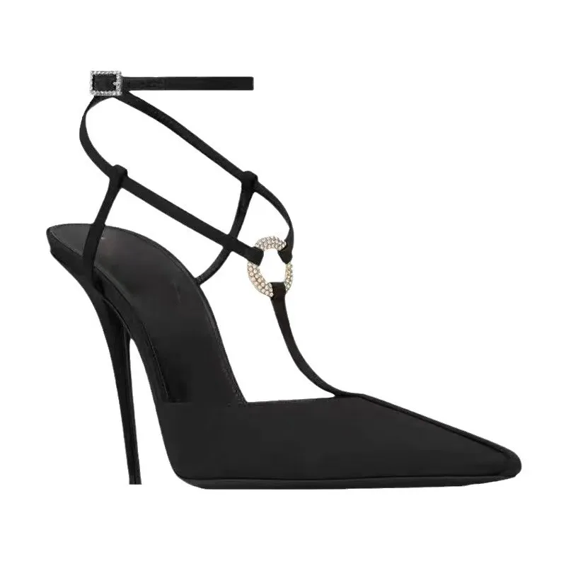 2025 Spring/Summer New European and American Sexy Hot Girl French Water Diamond Pointed Design Stiletto High Heels