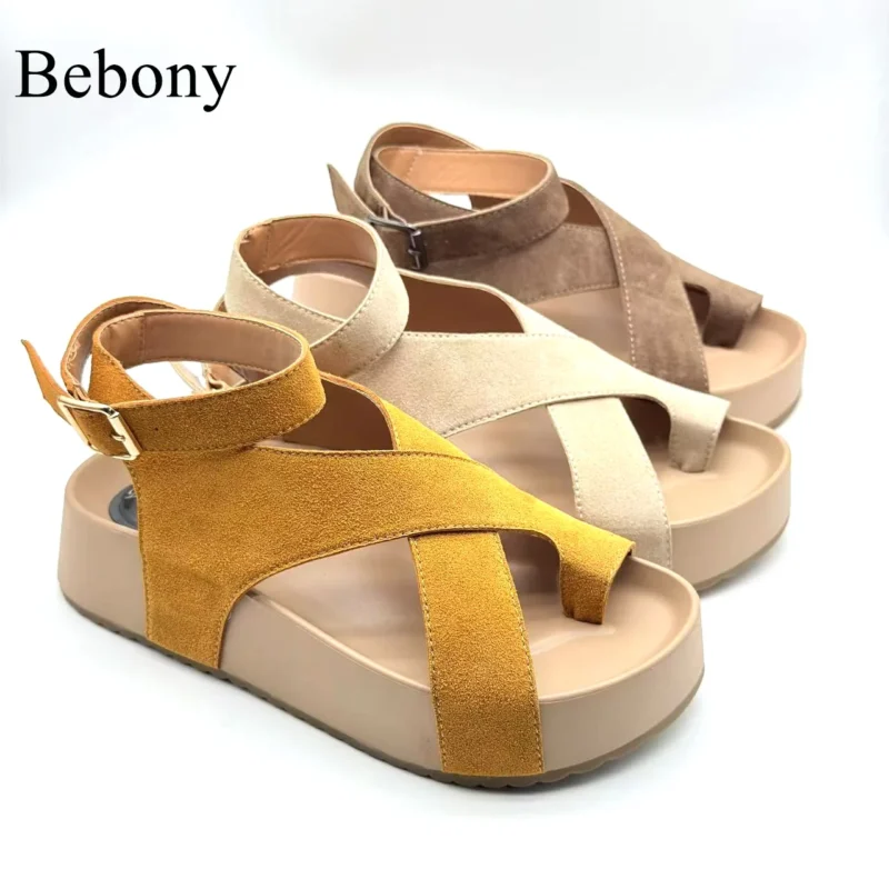 2025 High Quality Leather Ladies Open Toe Platform Sandals Breathable and Fashionable for Daily Casual Use Can Be Customized