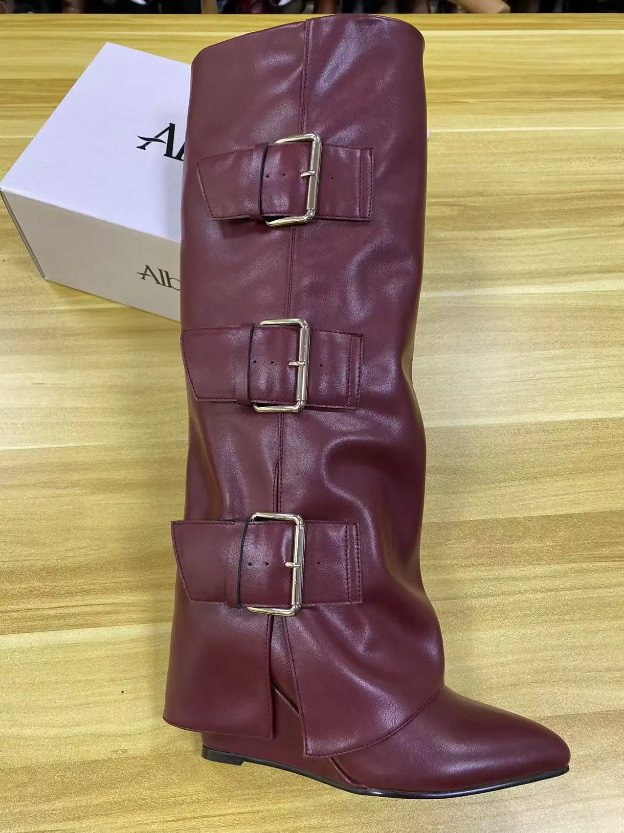 Women's Classic Wedge Heeled Long Boots New Style Pointed Toe Pants Boots for Winter Autumn Waterproof & Breathable - 图片 6