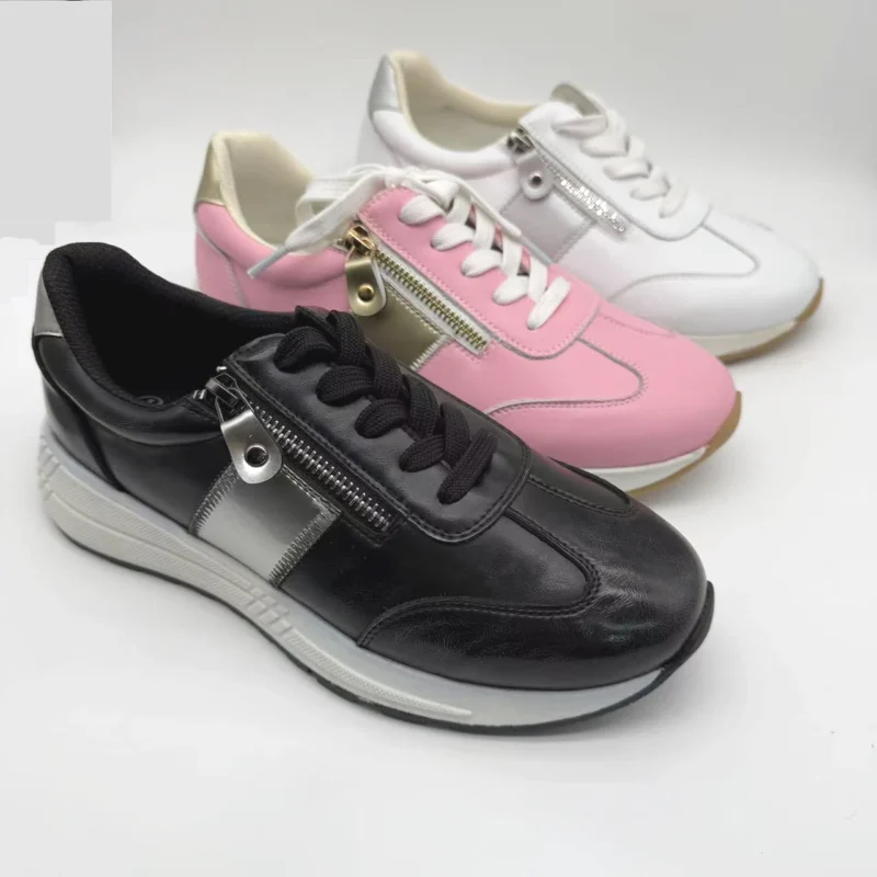 Autumn Spring New Arrival Customizable Women's Casual Walking Shoes Comfortable Lace-up Soft Leather Non-slip Breathable Design