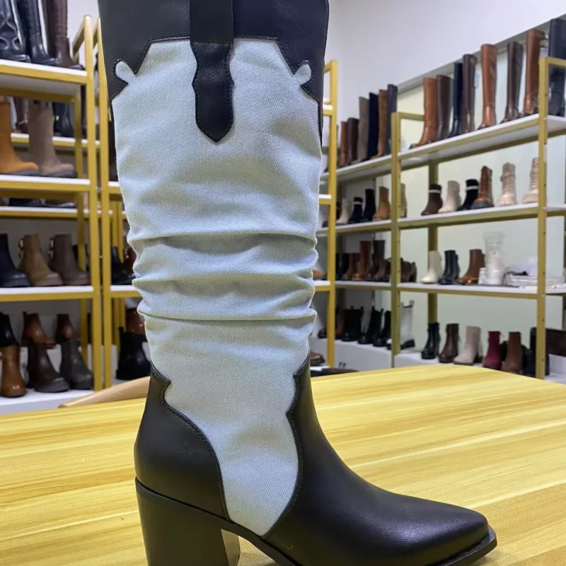 Manufacturer Direct Women's Knee High Winter & Autumn Wear-Resistant Warm Pointed Boots with Shock-Absorbing Feature