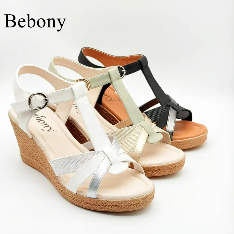 Customizable New Summer Non-Slip Fashionable Comfortable Open Toe Peep Wedge High Heel Sandals Soft and Breathable for Women