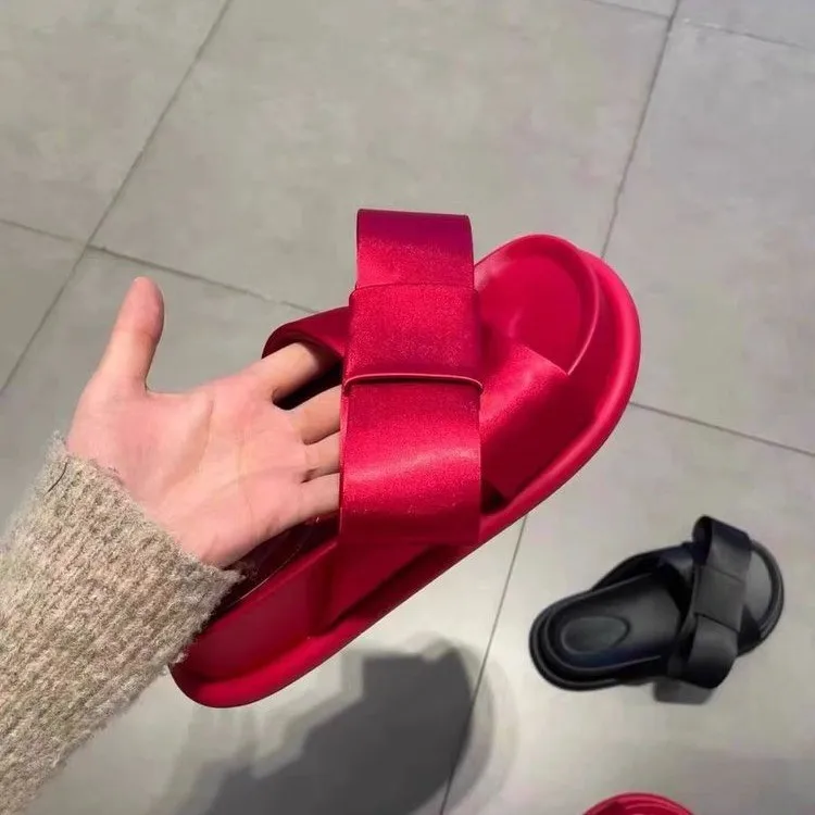 Spring Summer Bow Platform Sandals for Women Comfortable Casual Flip Flops with Round Toe Breathable and Fashionable