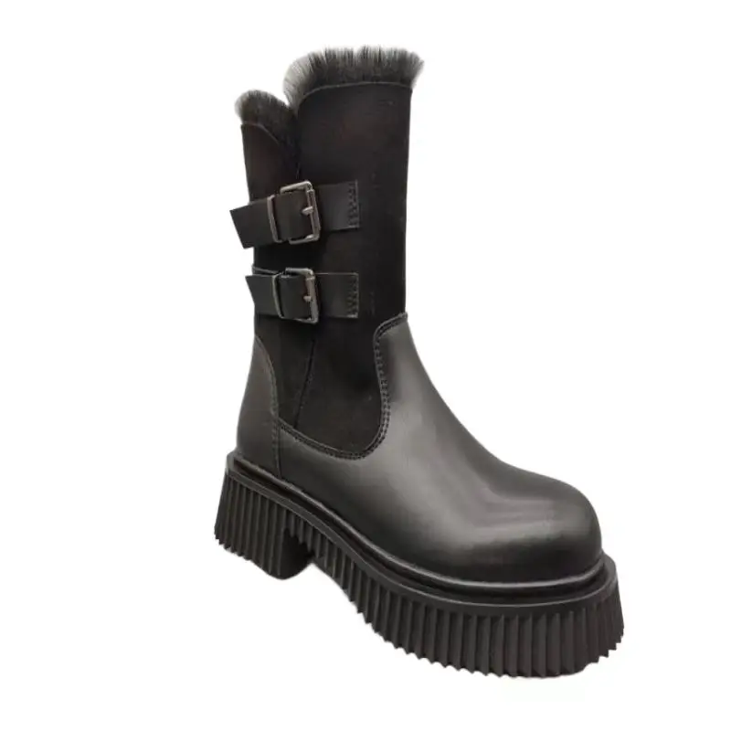 Women's Warm Snow Boots with Anti-Slip Bottom Comfortable Casual Zip Closure Wholesale for Autumn and Winter Season