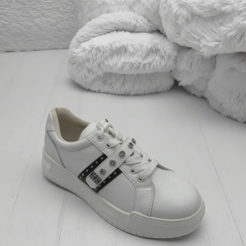 Women's Custom High Quality Leather Casual Walking Shoes Toe Thick Sole Rhinestone Height Increasing for Summer Autumn Spring