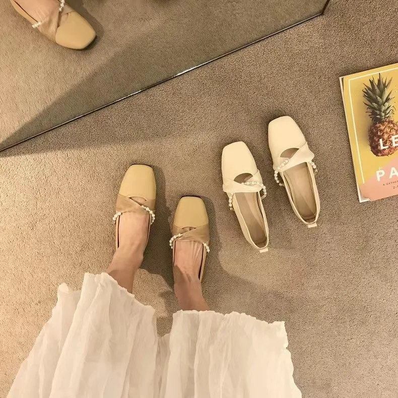 High Quality PU Leather Loafers for Women Versatile French Style Dress Shoes with Slip-On Closure for Summer Autumn Spring