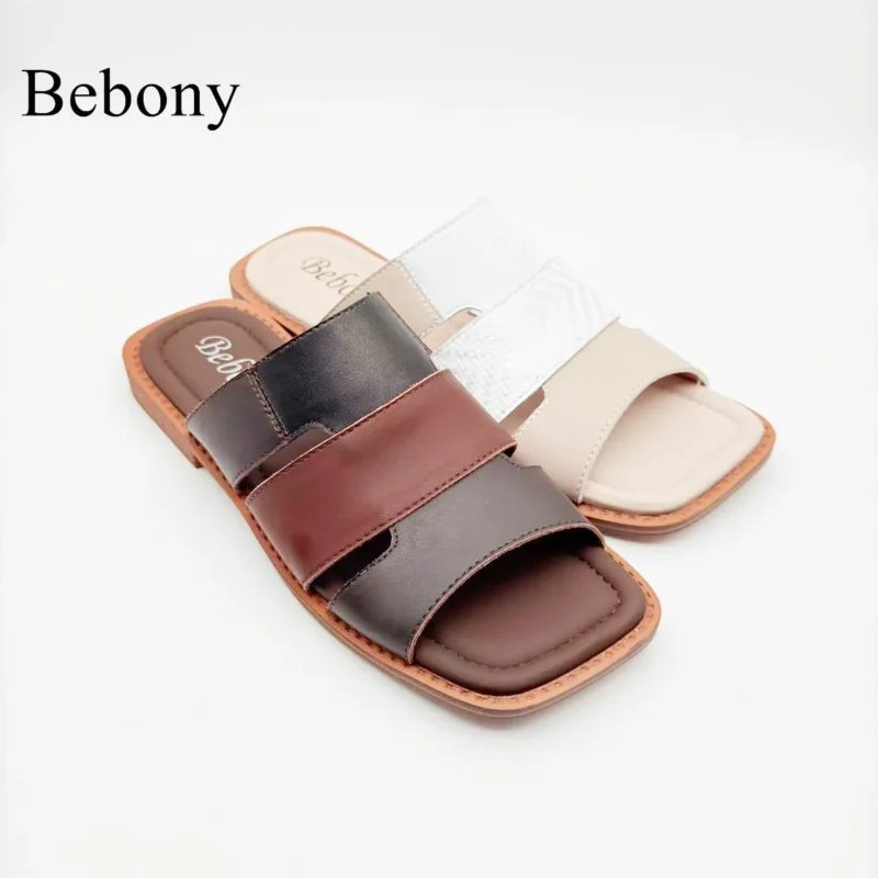 High Quality Casual Women's Summer Sandals Non-Slip Soles with Breathable Interiors Customizable Color Blocked Slip-On Closure