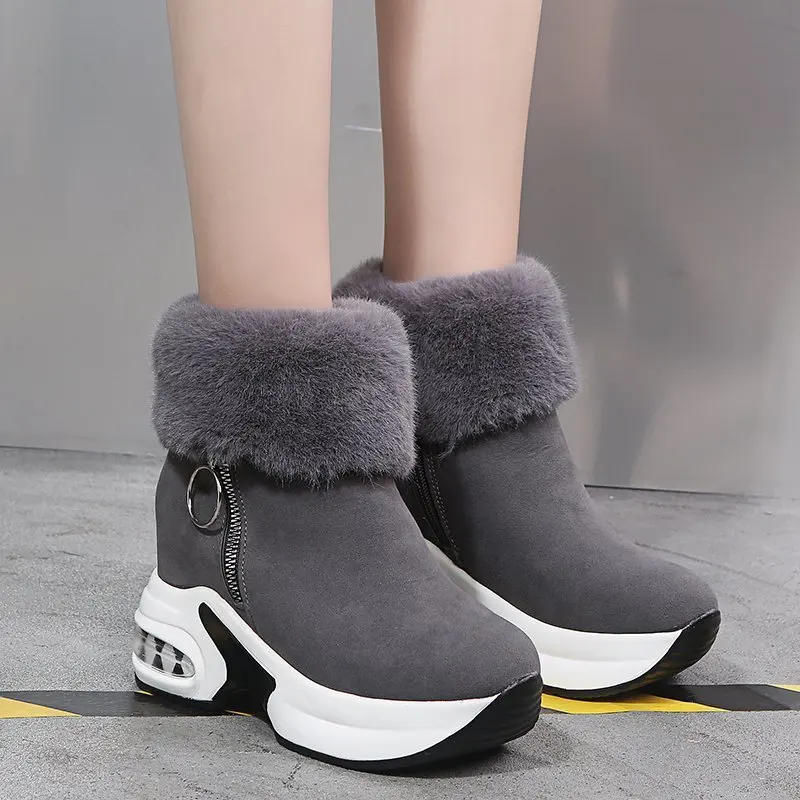New Fashion Thermal Soft Waterproof Height Increasing Round Toe Casual Snow Boots for Women Winter Autumn