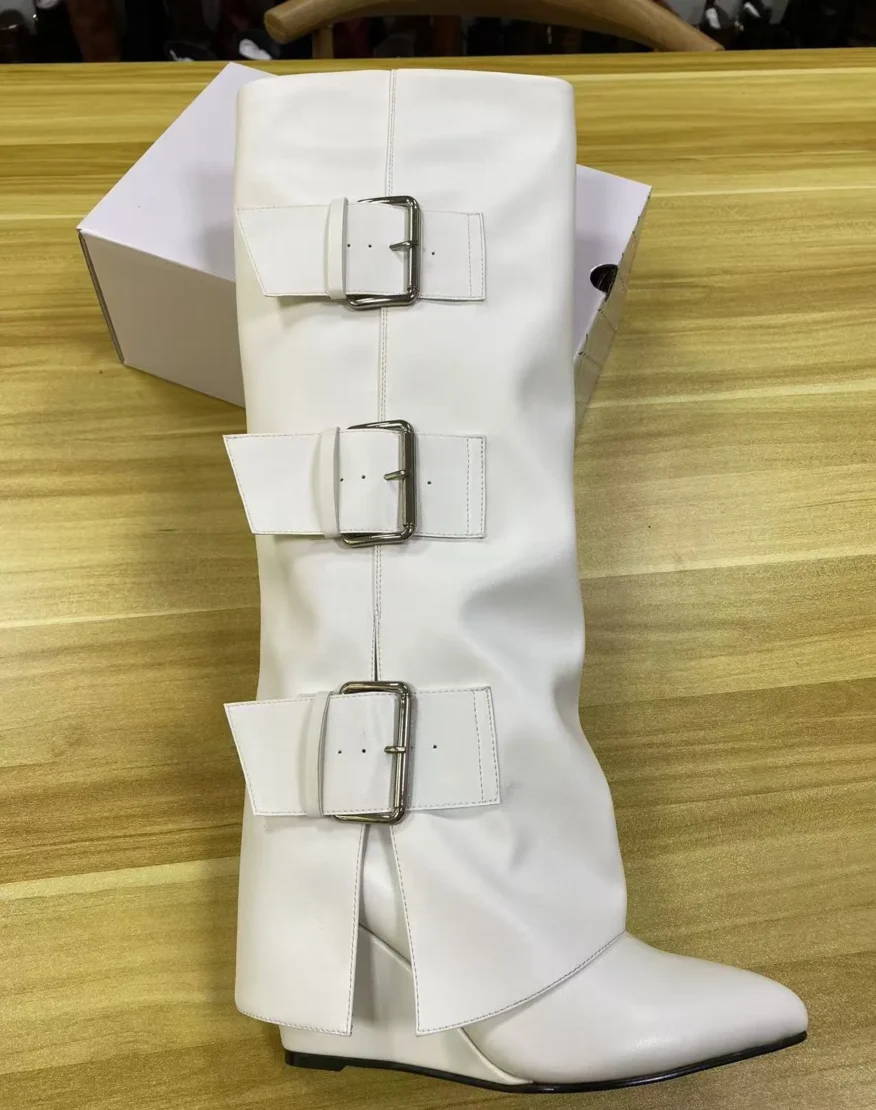 Women's Classic Wedge Heeled Long Boots New Style Pointed Toe Pants Boots for Winter Autumn Waterproof & Breathable