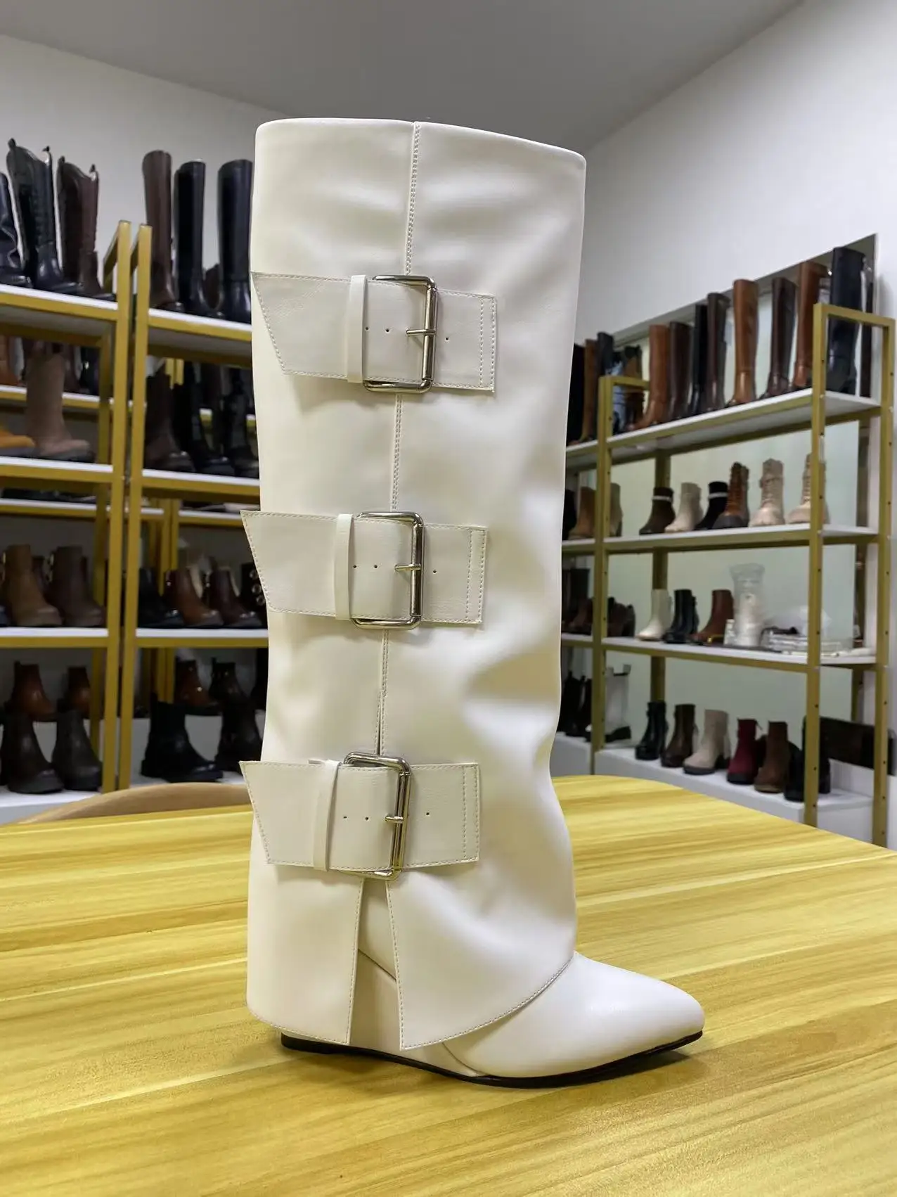 Women's Classic Wedge Heeled Long Boots New Style Pointed Toe Pants Boots for Winter Autumn Waterproof & Breathable - 图片 2