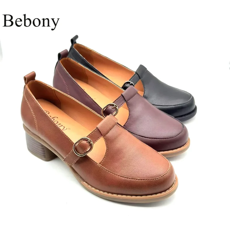 2026 New Women's Slip-On Office Dress Shoes Round Toe Low Heel 5cm Fashion Platform Soft and Comfortable for Summer and Autumn