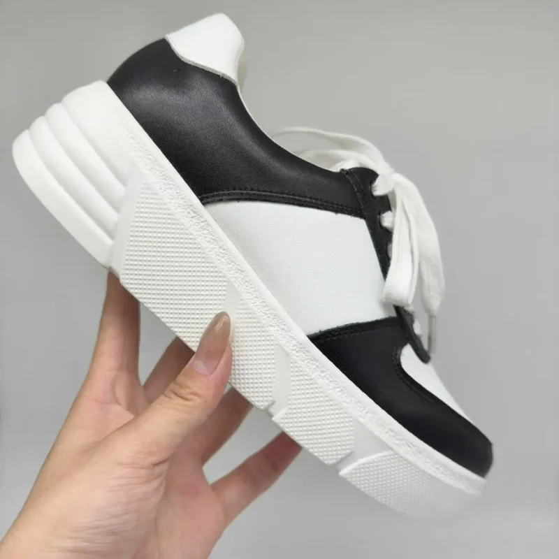 High Quality Leather Women's Casual Walking Shoes for Spring Autumn Summer Customizable Lace-Up Design Comfortable Soft Toe